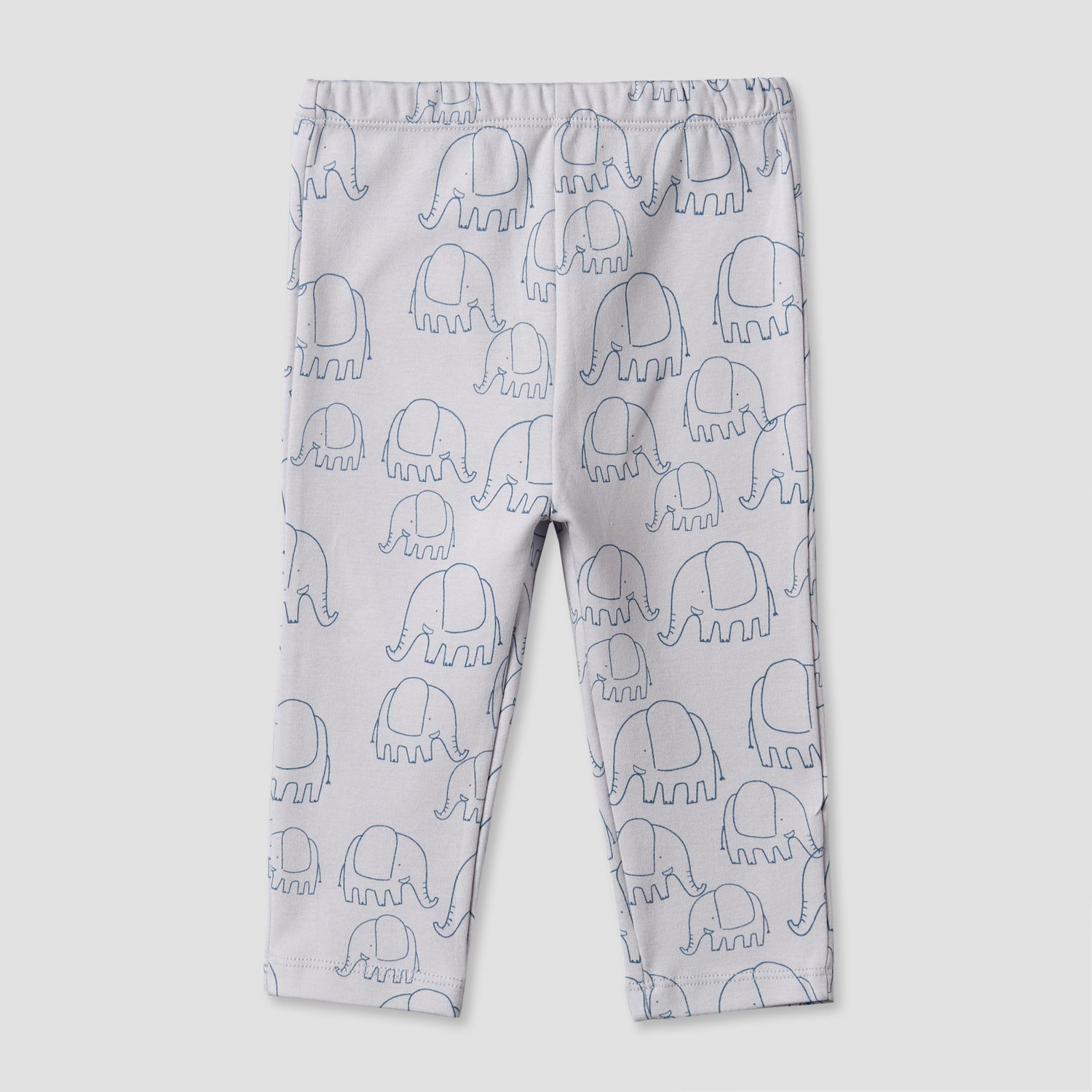 Juniors Cotton Round Neck Long Sleeves Pyjama Set with Elephant Print