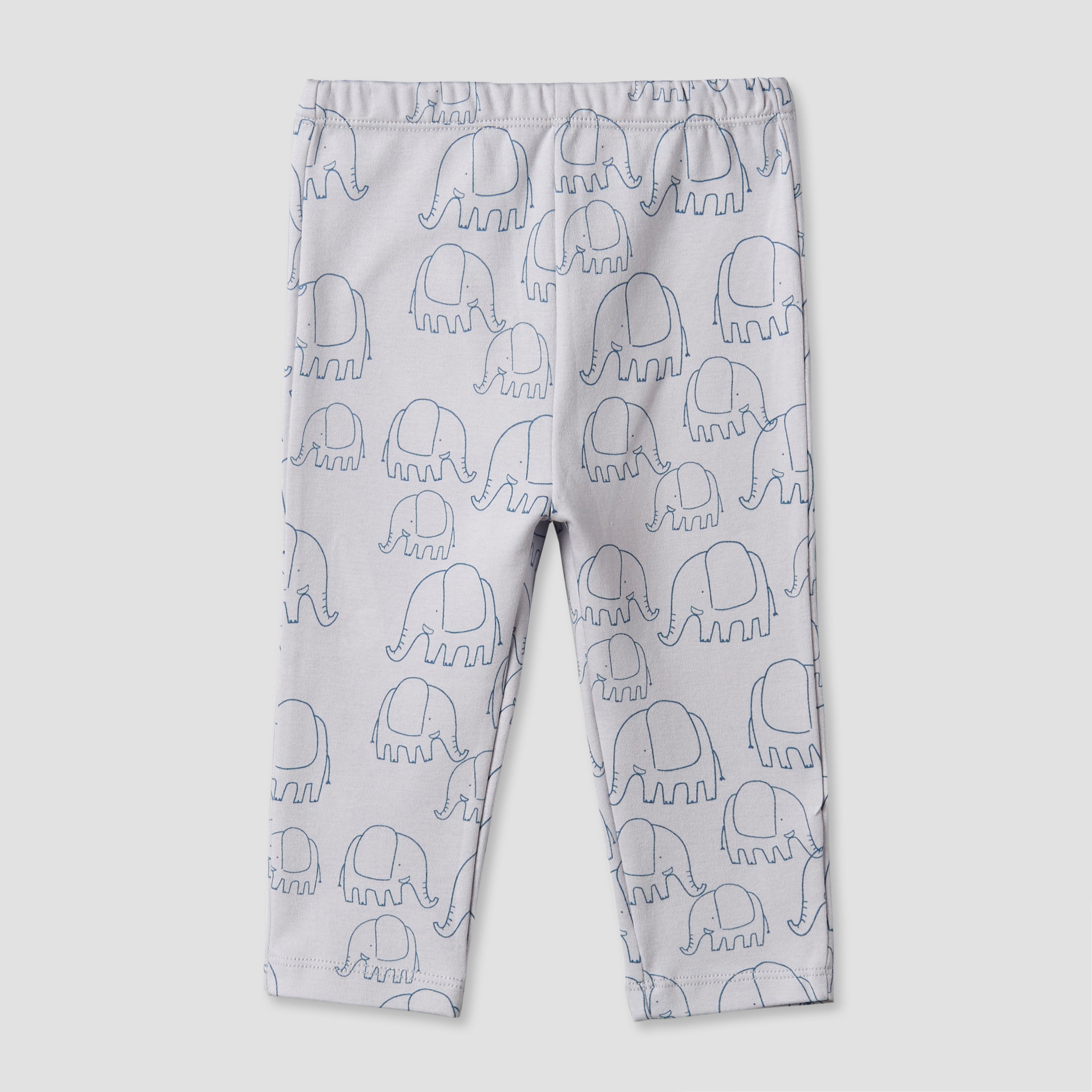 Juniors Cotton Round Neck Long Sleeves Pyjama Set with Elephant Print
