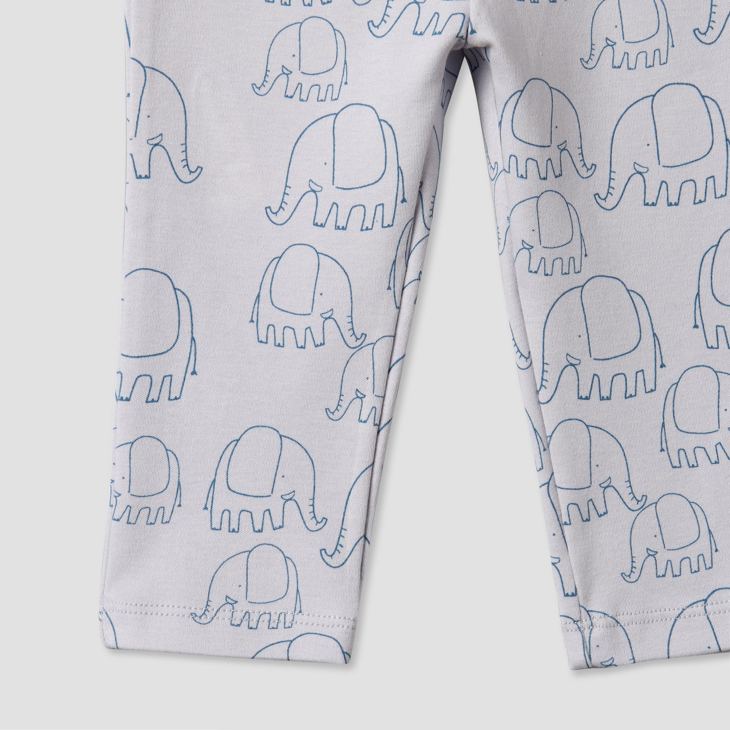 Juniors Cotton Round Neck Long Sleeves Pyjama Set with Elephant Print