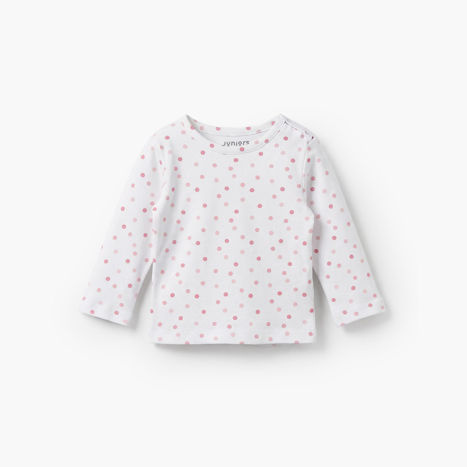 Juniors Cotton Round Neck Long Sleeves Pyjama Set with Polka Dot Print