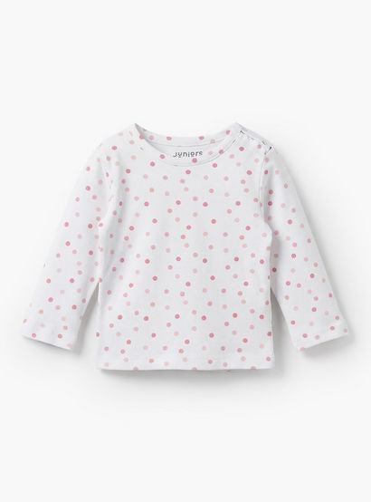 Juniors Cotton Round Neck Long Sleeves Pyjama Set with Polka Dot Print-baby-girls-clothing-nightwear-pyjamasets-image-3