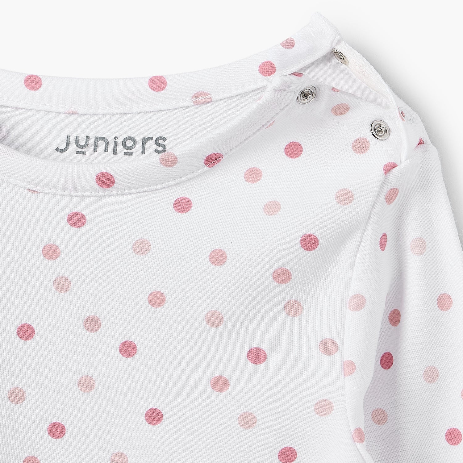 Juniors Cotton Round Neck Long Sleeves Pyjama Set with Polka Dot Print