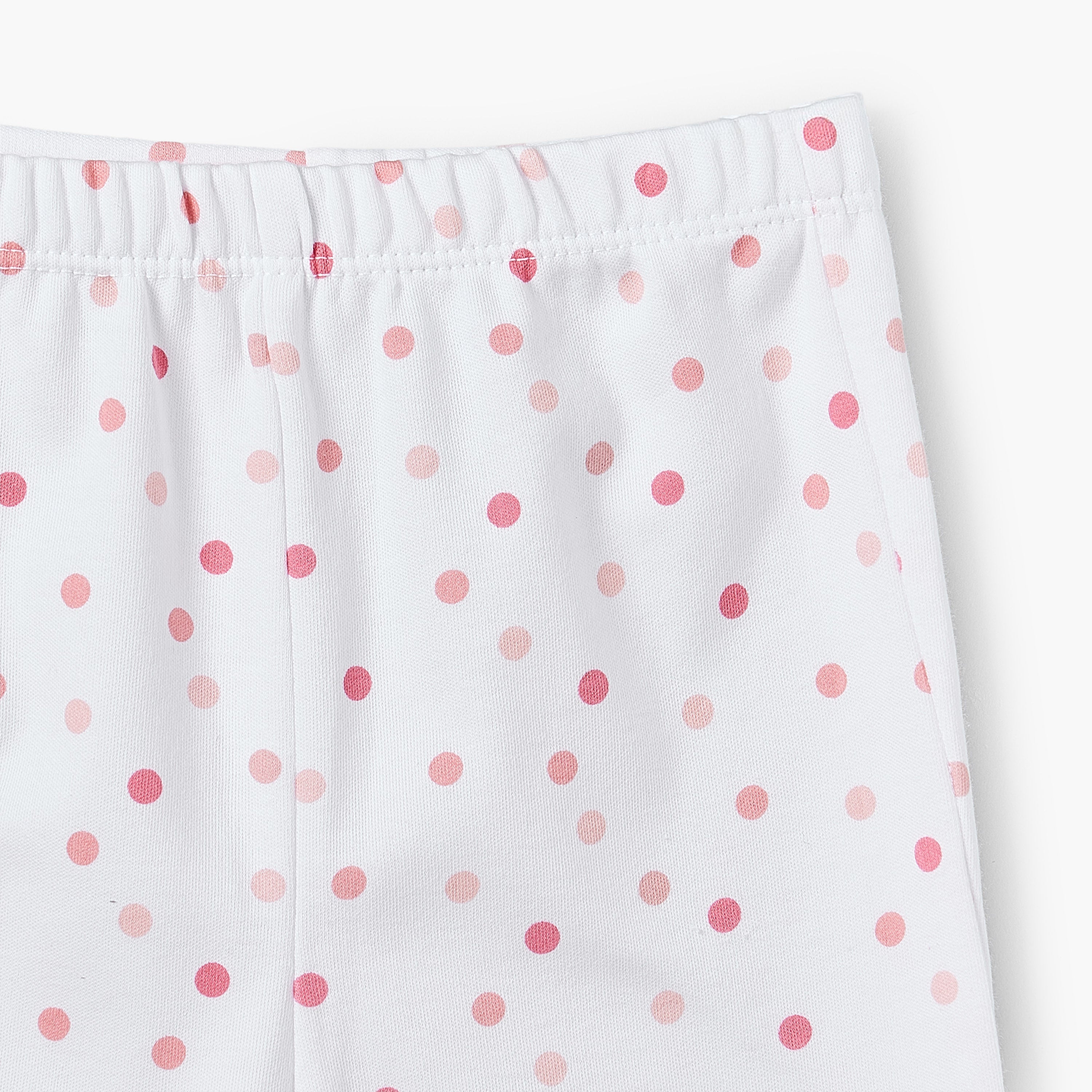Juniors Cotton Round Neck Long Sleeves Pyjama Set with Polka Dot Print