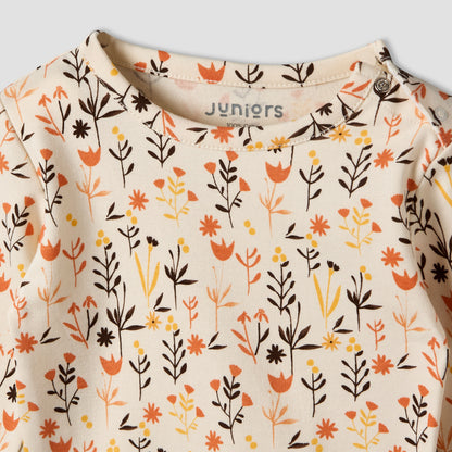 Juniors Cotton Round Neck Long Sleeves Pyjama Set with Floral Print