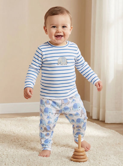 Juniors Cotton Crew Neck Long Sleeves Pyjama Set with Elephant Print-baby-boys-clothing-nightwear-pyjamasets-image-1