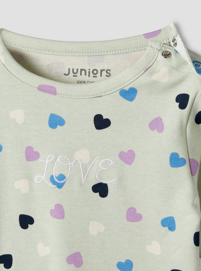 Juniors Cotton Round Neck Long Sleeves Pyjama Set with Heart Print-baby-girls-clothing-nightwear-pyjamasets-image-5