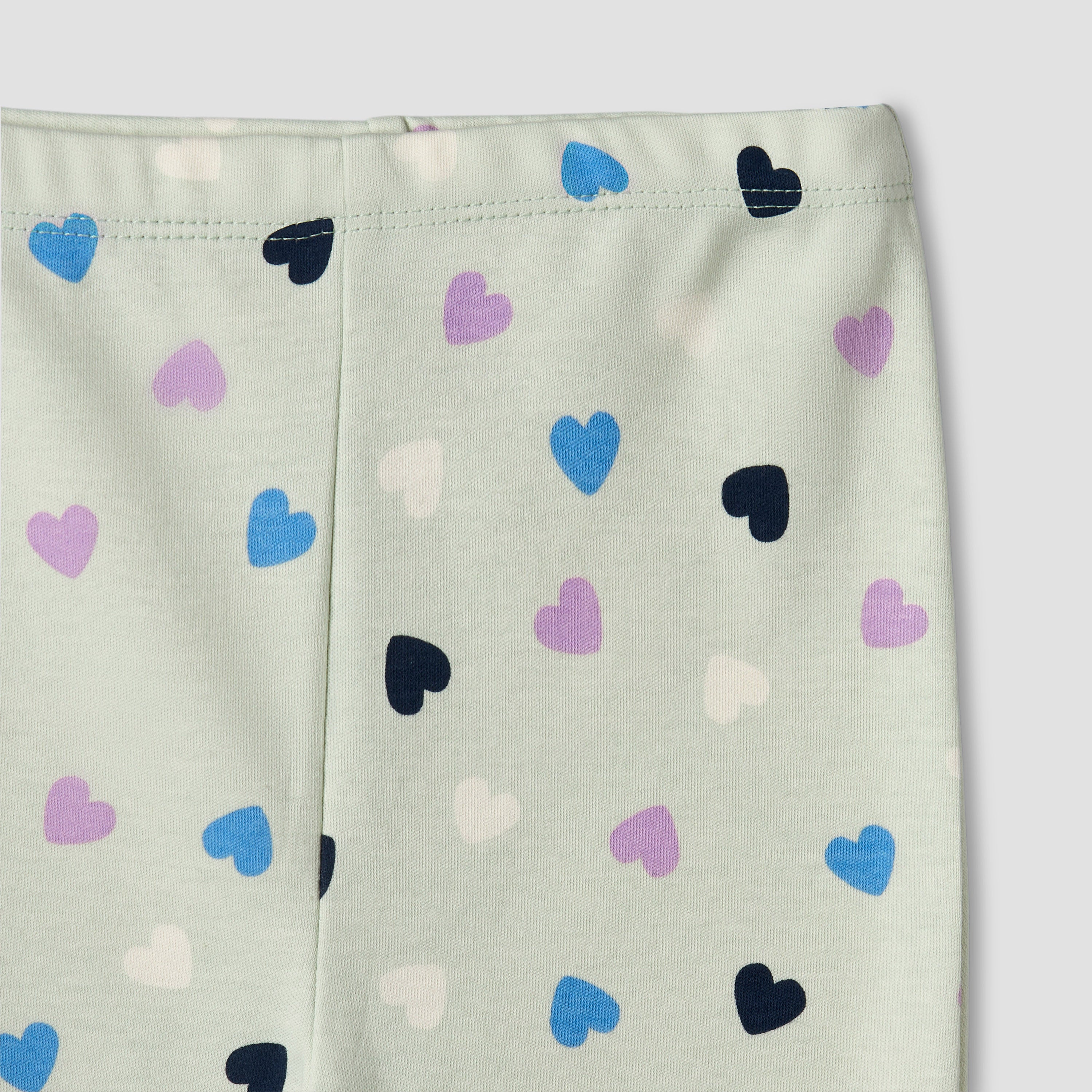 Juniors Cotton Round Neck Long Sleeves Pyjama Set with Heart Print
