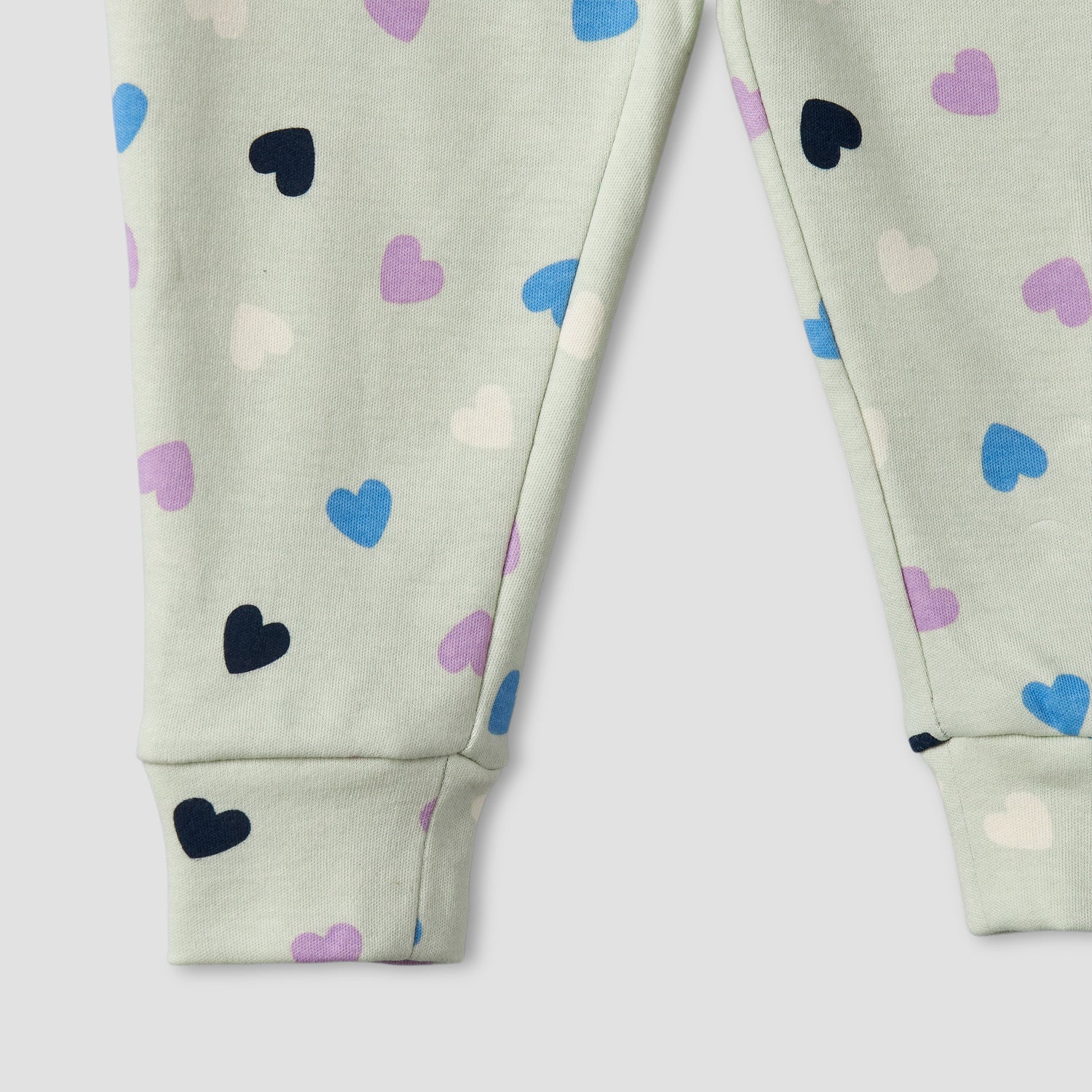 Juniors Cotton Round Neck Long Sleeves Pyjama Set with Heart Print