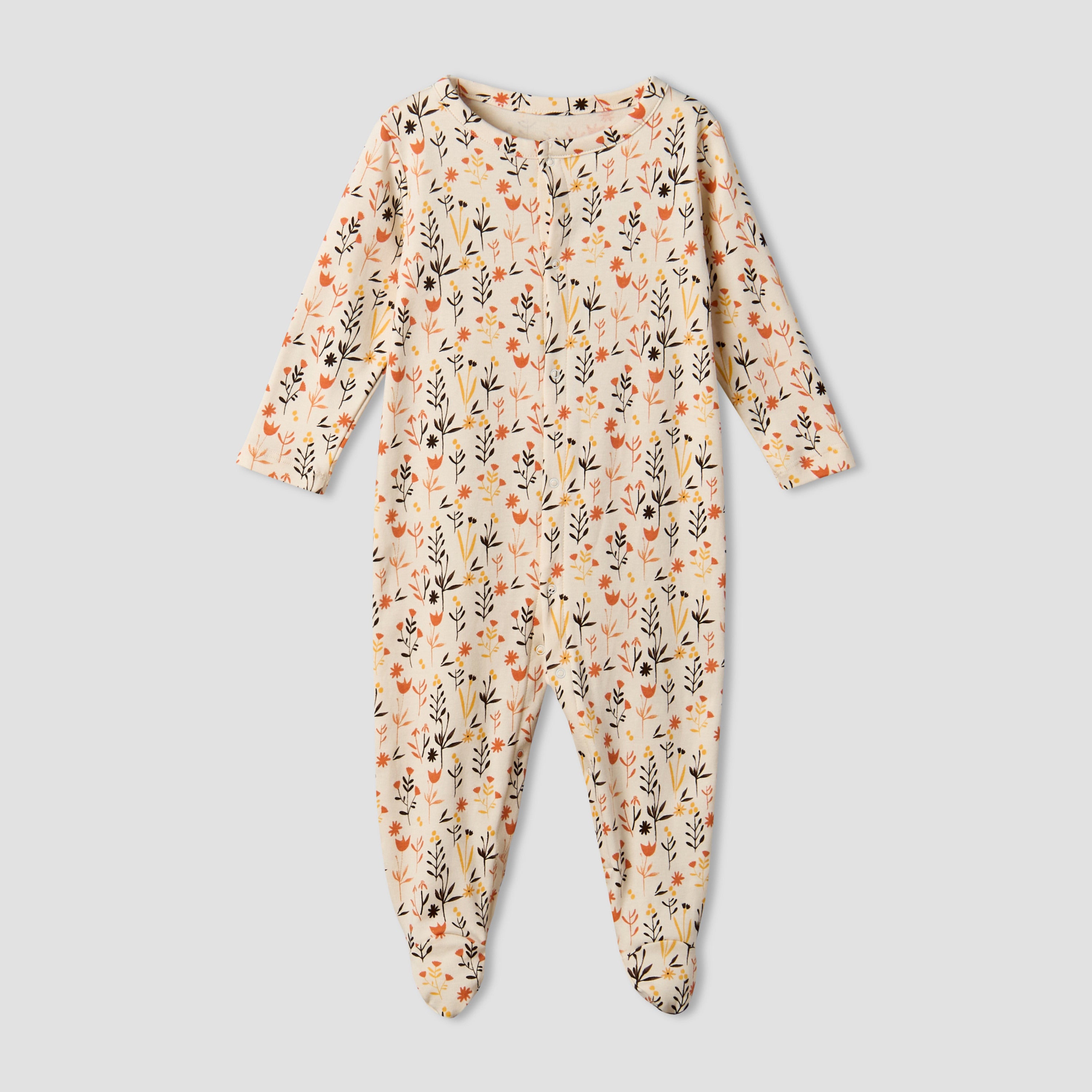 Pack of 3 Juniors Cotton Round Neck Long Sleeve Sleepsuit with Floral Print