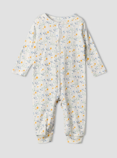 Pack of 3 Juniors Cotton Round Neck Long Sleeves Sleepsuit with Floral Print-baby-girls-clothing-nightwear-sleepsuits-image-3