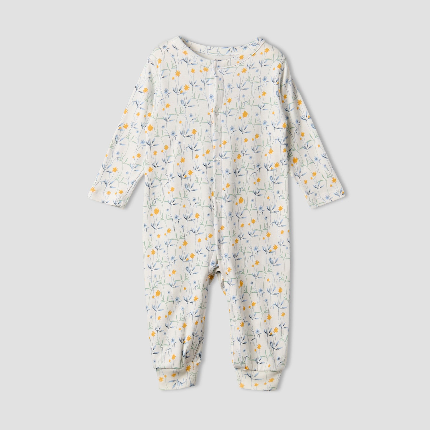 Pack of 3 Juniors Cotton Round Neck Long Sleeves Sleepsuit with Floral Print