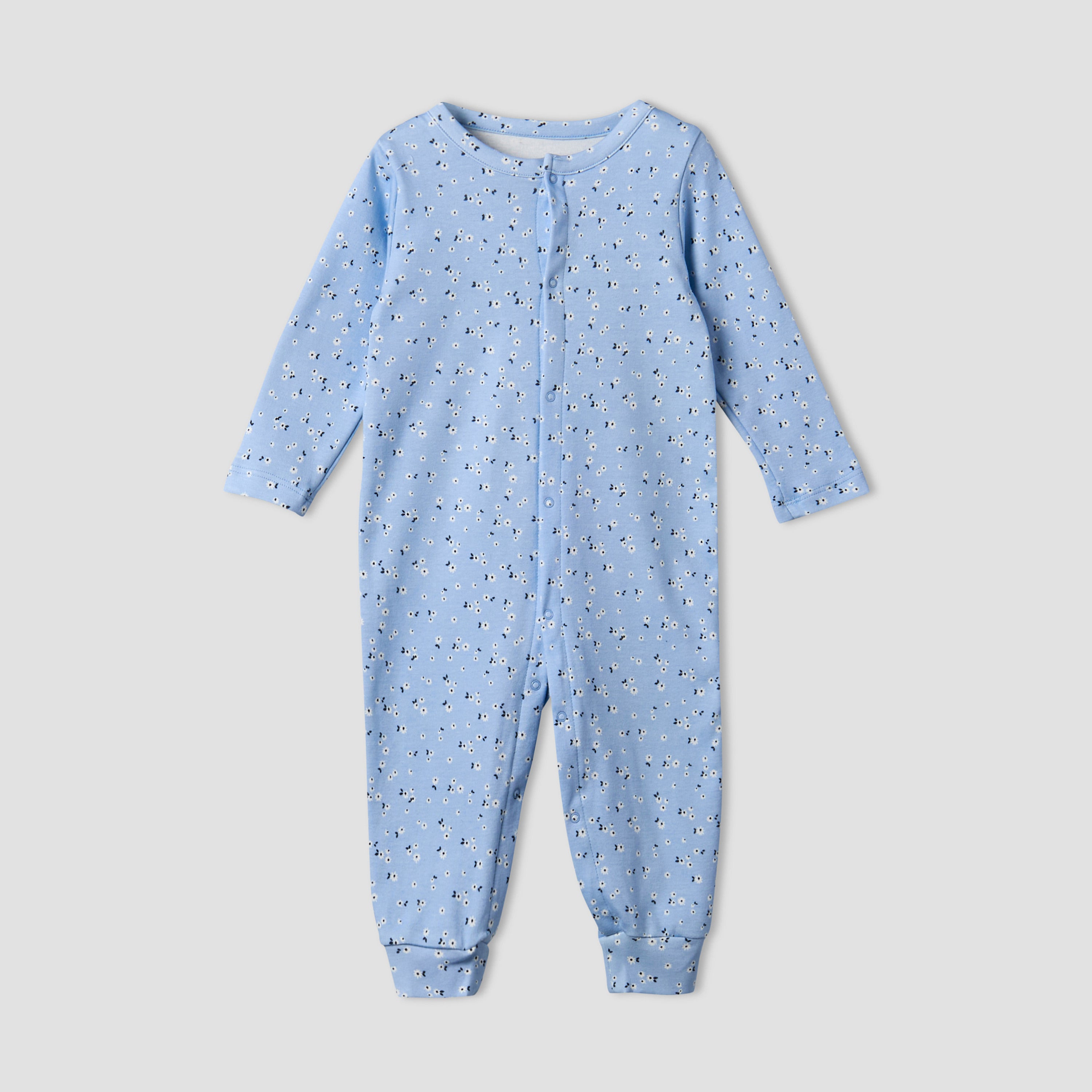 Pack of 3 Juniors Cotton Round Neck Long Sleeves Sleepsuit with Floral Print