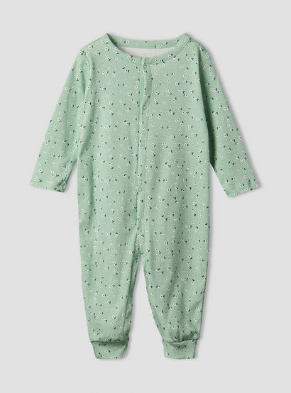 Pack of 3 Juniors Cotton Round Neck Long Sleeves Sleepsuit with Floral Print-baby-girls-clothing-nightwear-sleepsuits-image-5