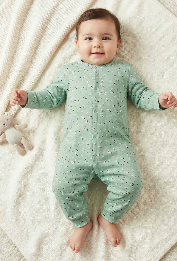 Pack of 3 Juniors Cotton Round Neck Long Sleeves Sleepsuit with Floral Print