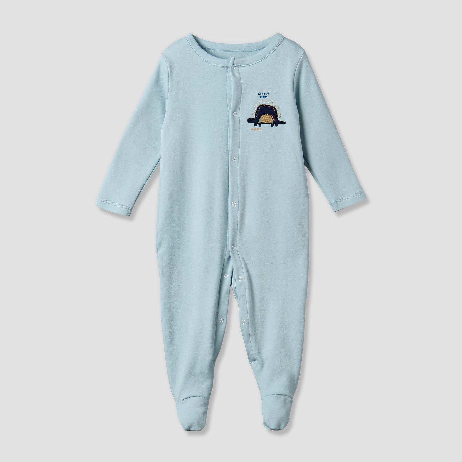Pack of 3 Juniors Cotton Round Neck Long Sleeves Sleepsuit with Dinosaur Print