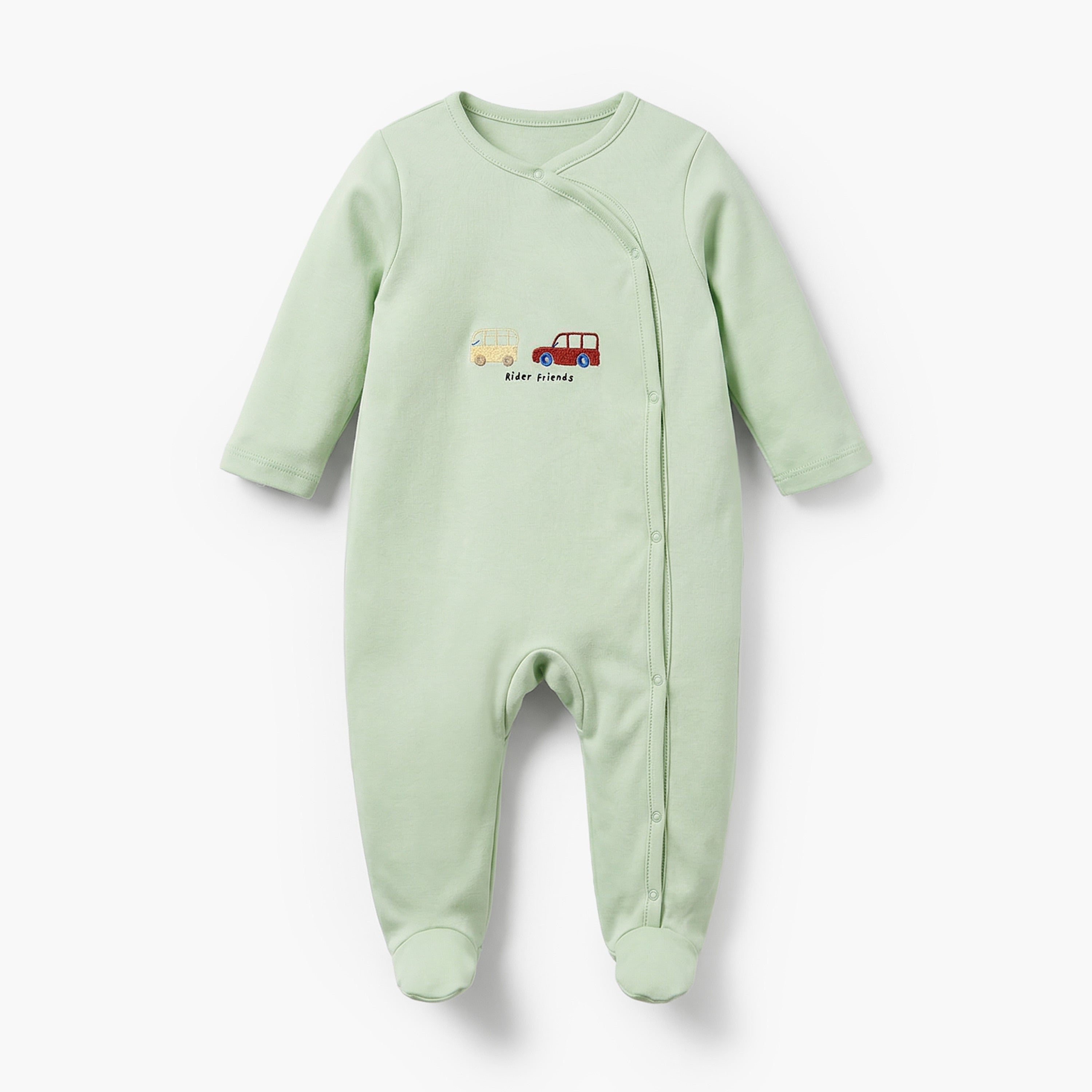 Pack of 3 Juniors Cotton Crew Neck Long Sleeves Sleepsuit with Car Print