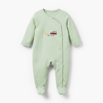 Pack of 3 Juniors Cotton Crew Neck Long Sleeves Sleepsuit with Car Print