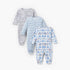 Pack of 3 Juniors Cotton Crew Neck Long Sleeves Sleepsuit with Elephant Print - Multicolour / 12-18 mths