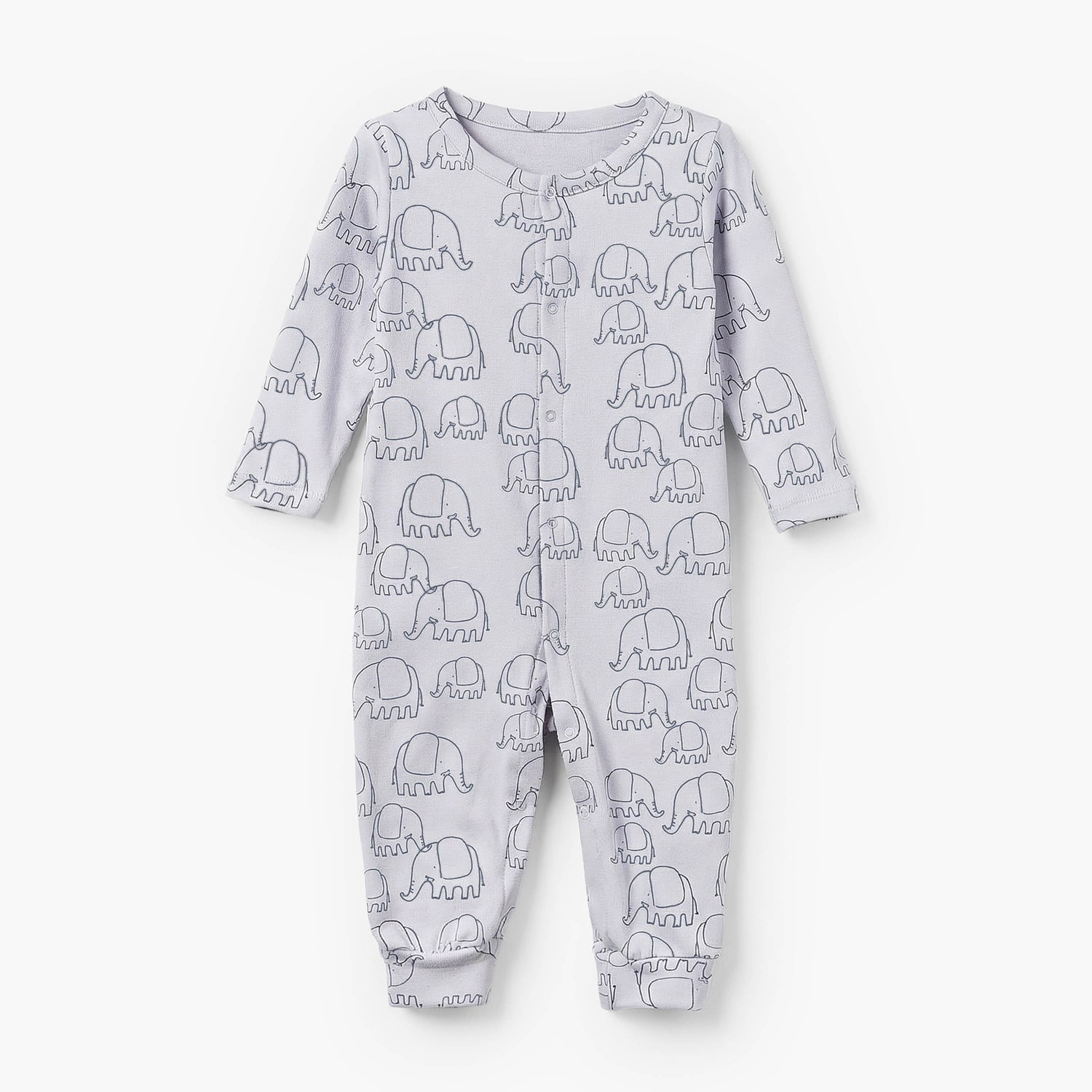 Pack of 3 Juniors Cotton Crew Neck Long Sleeves Sleepsuit with Elephant Print