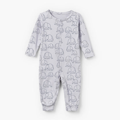 Pack of 3 Juniors Cotton Crew Neck Long Sleeves Sleepsuit with Elephant Print