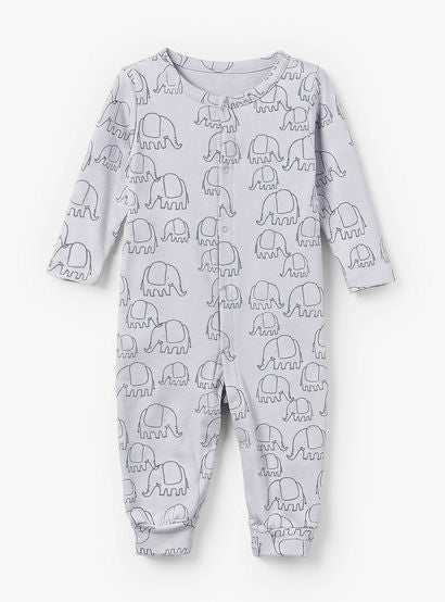 Pack of 3 Juniors Cotton Crew Neck Long Sleeves Sleepsuit with Elephant Print-baby-boys-clothing-nightwear-sleepsuits-image-3