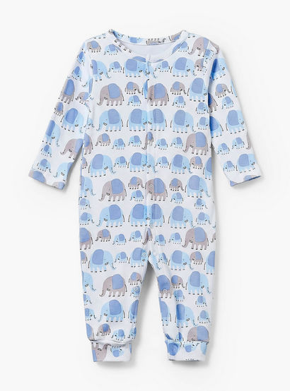 Pack of 3 Juniors Cotton Crew Neck Long Sleeves Sleepsuit with Elephant Print-baby-boys-clothing-nightwear-sleepsuits-image-4