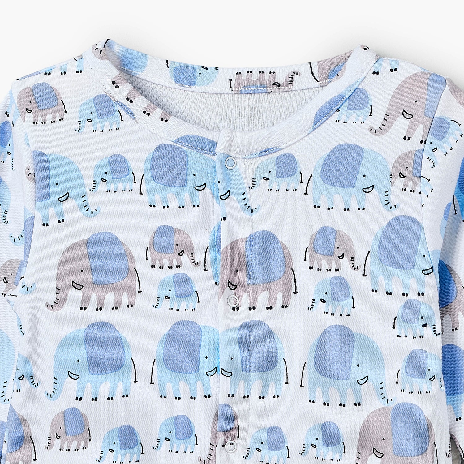 Pack of 3 Juniors Cotton Crew Neck Long Sleeves Sleepsuit with Elephant Print
