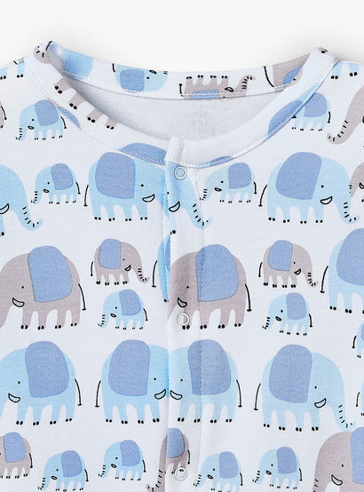 Pack of 3 Juniors Cotton Crew Neck Long Sleeves Sleepsuit with Elephant Print-baby-boys-clothing-nightwear-sleepsuits-image-5