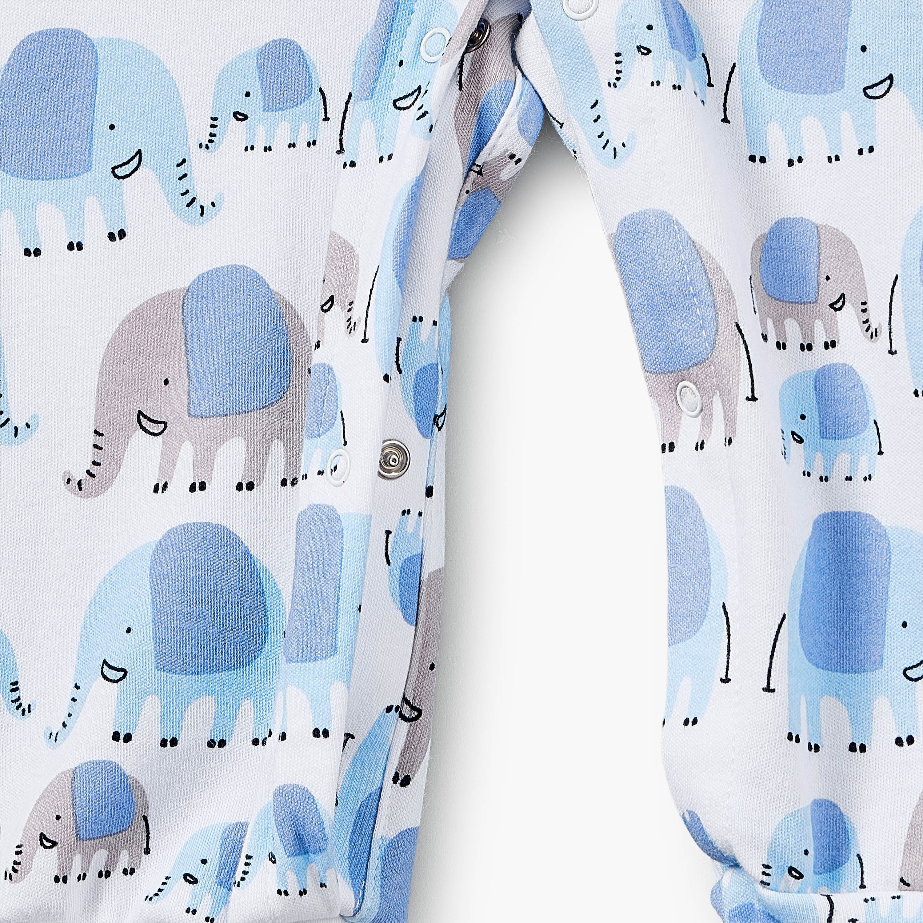 Pack of 3 Juniors Cotton Crew Neck Long Sleeves Sleepsuit with Elephant Print