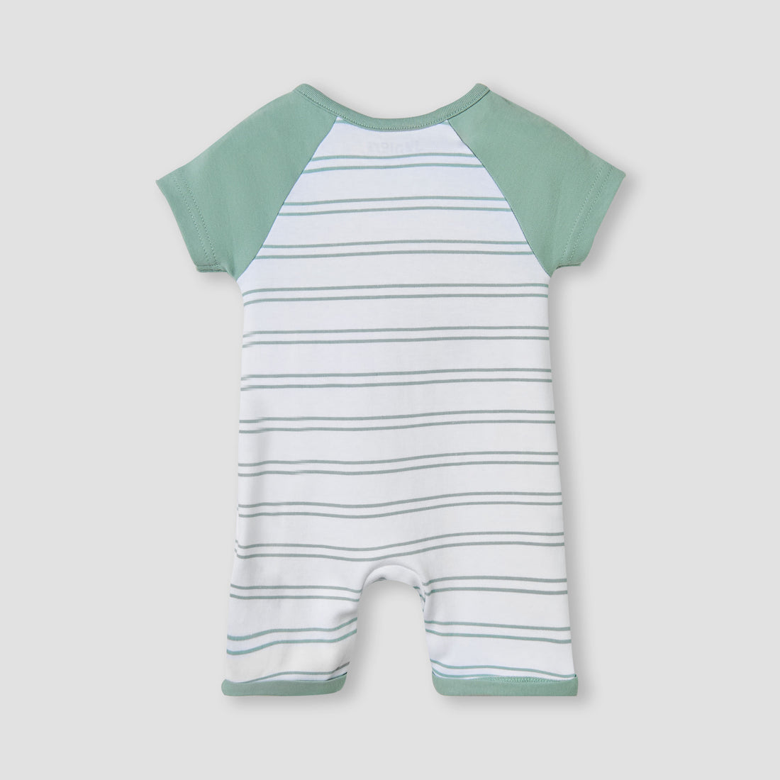 Juniors Turtle Applique Striped Romper with Raglan Sleeves - HomeBabyBoysClothingRompers