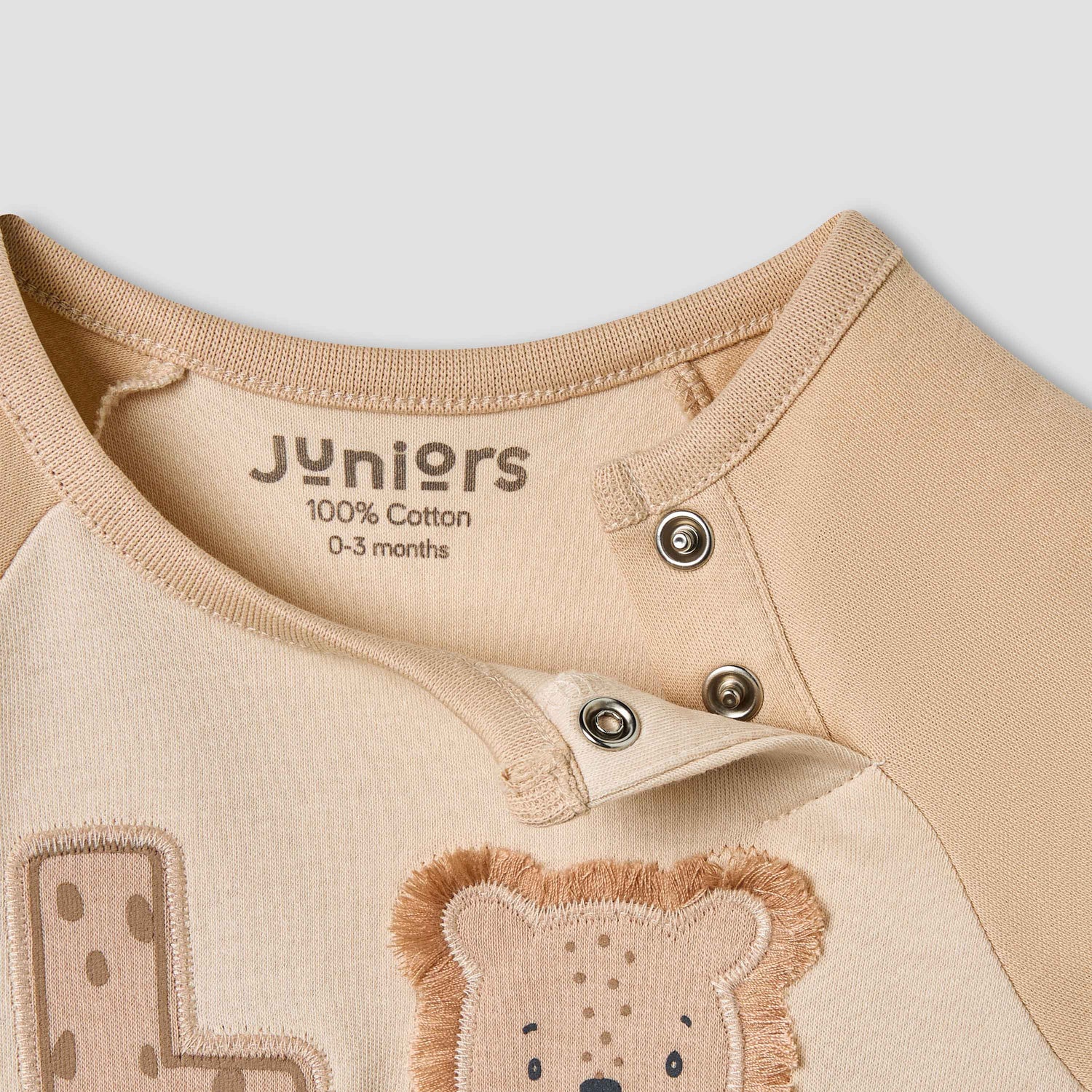 Juniors Animal Applique Romper with Raglan Sleeves