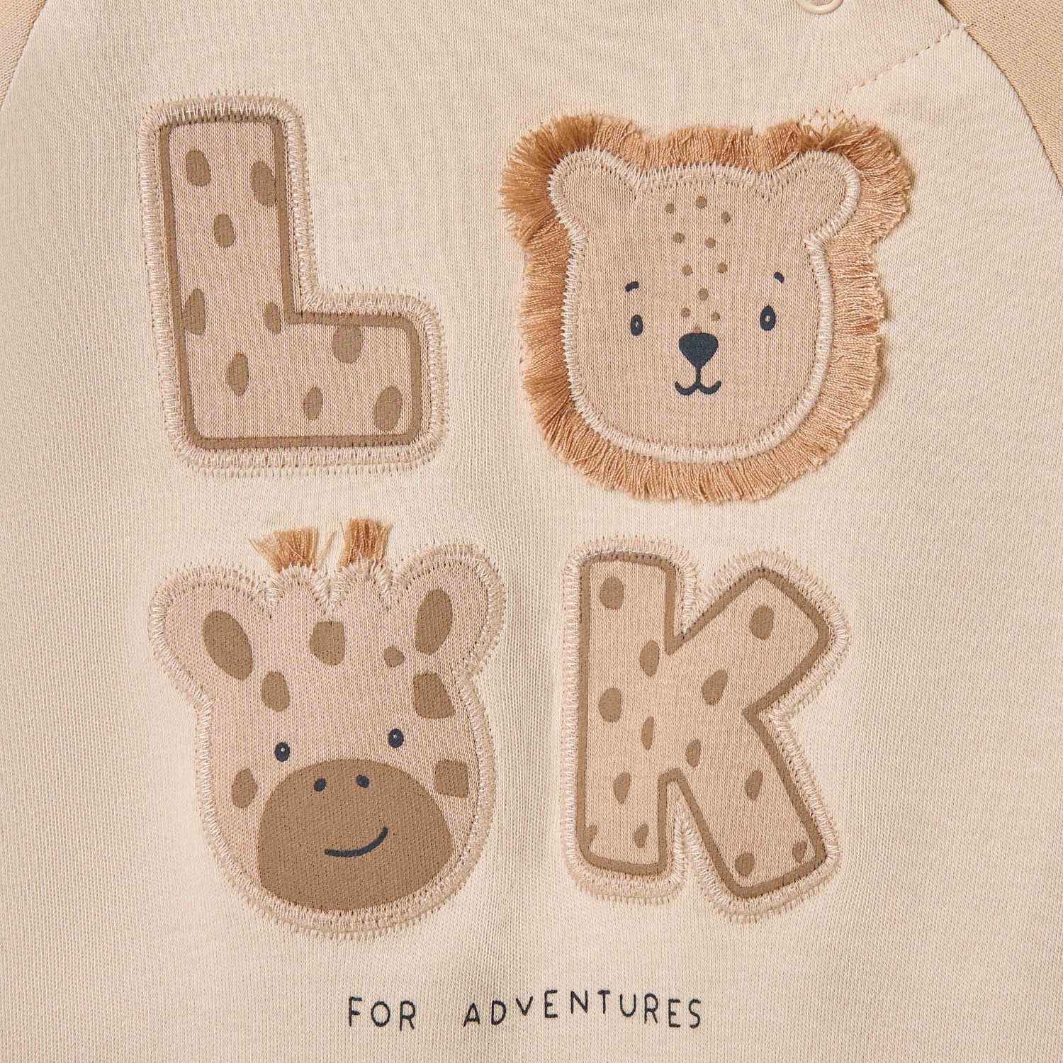 Juniors Animal Applique Romper with Raglan Sleeves