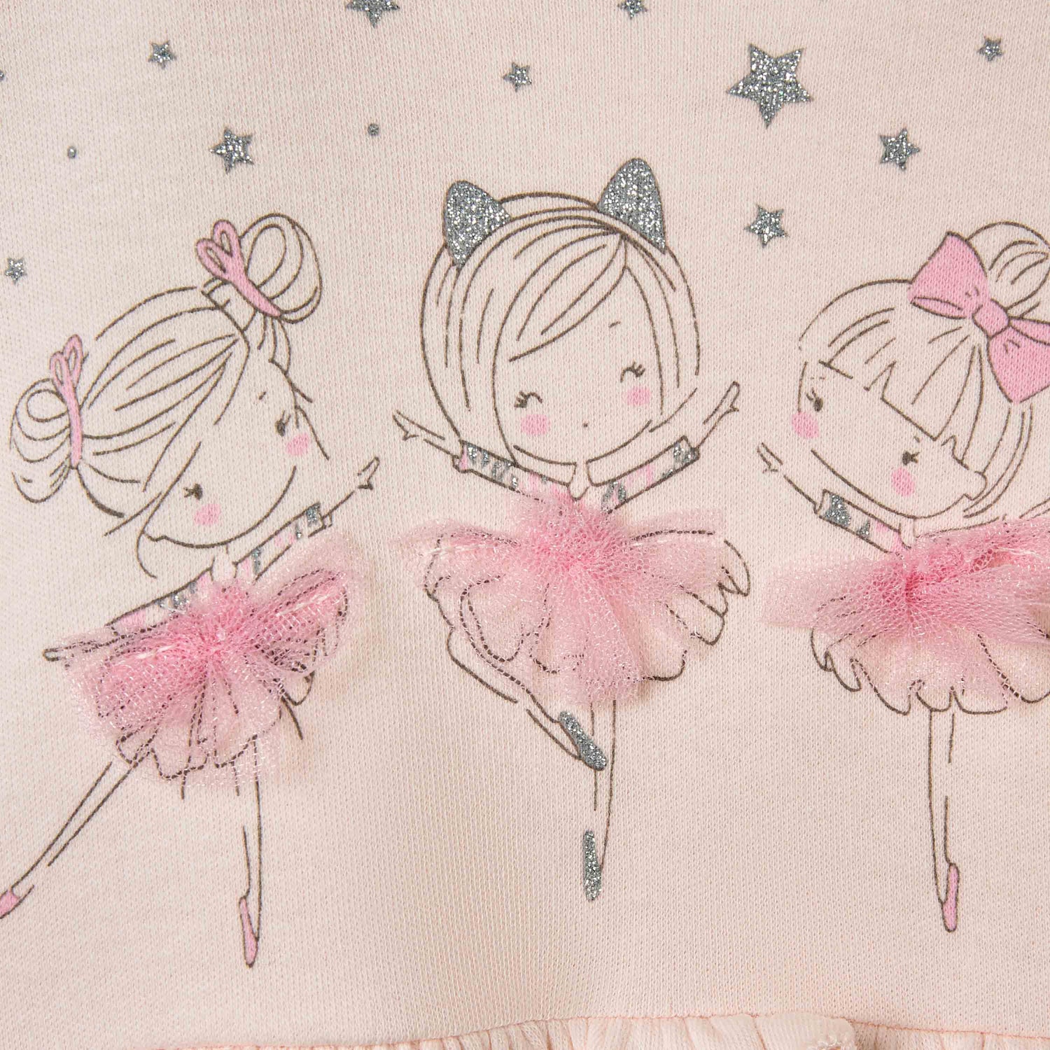 Juniors Ballerina Print Romper with Puff Sleeves