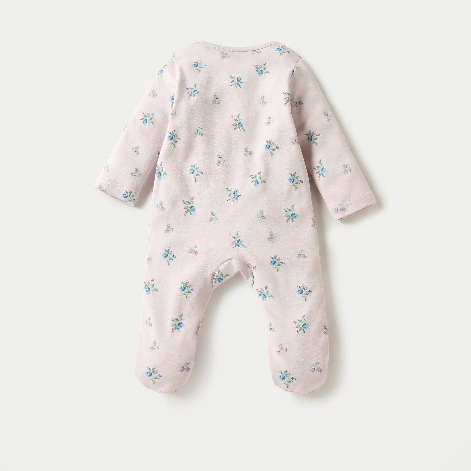 Juniors Floral Print Sleepsuit with Long Sleeves and Zip Closure