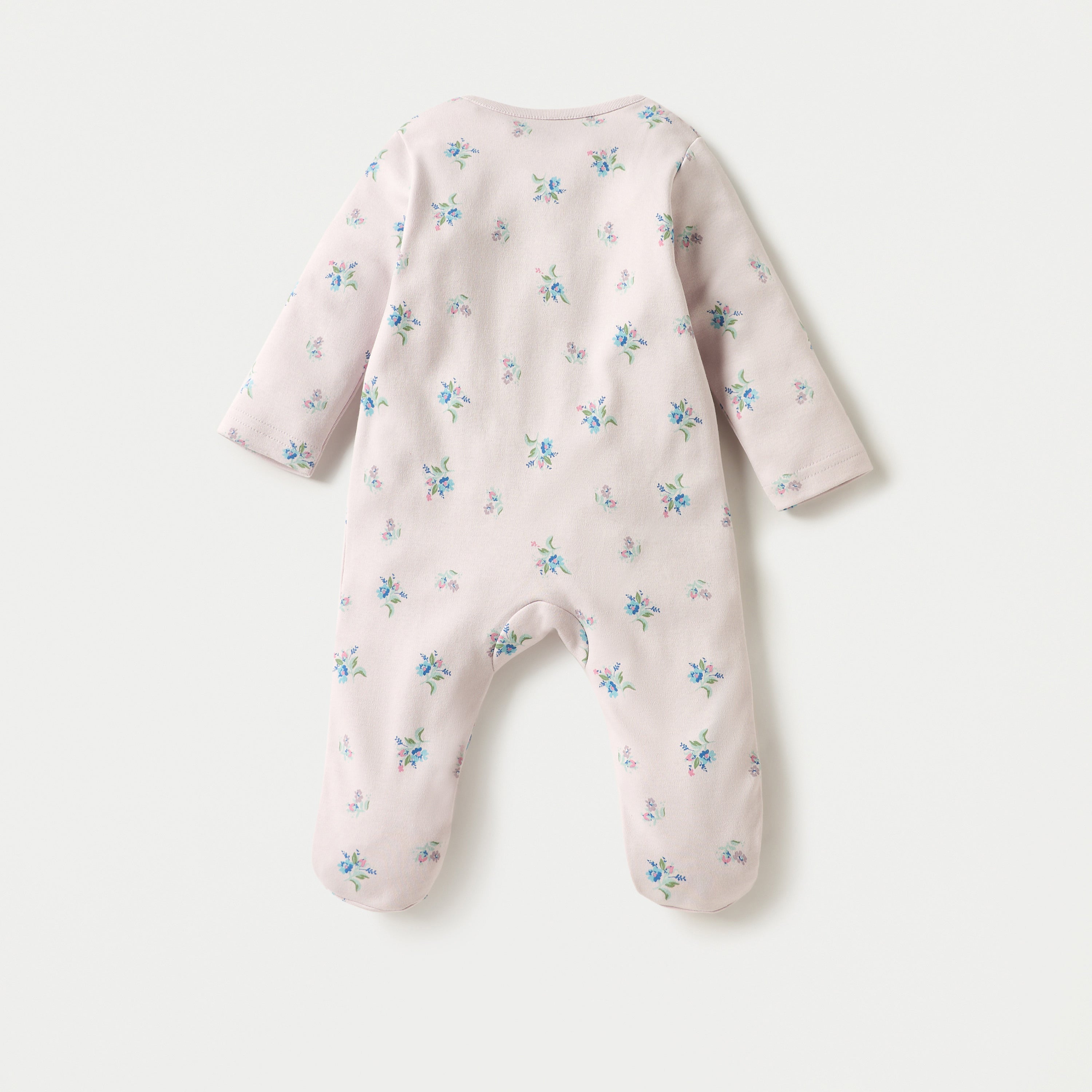 Juniors Floral Print Sleepsuit with Long Sleeves and Zip Closure