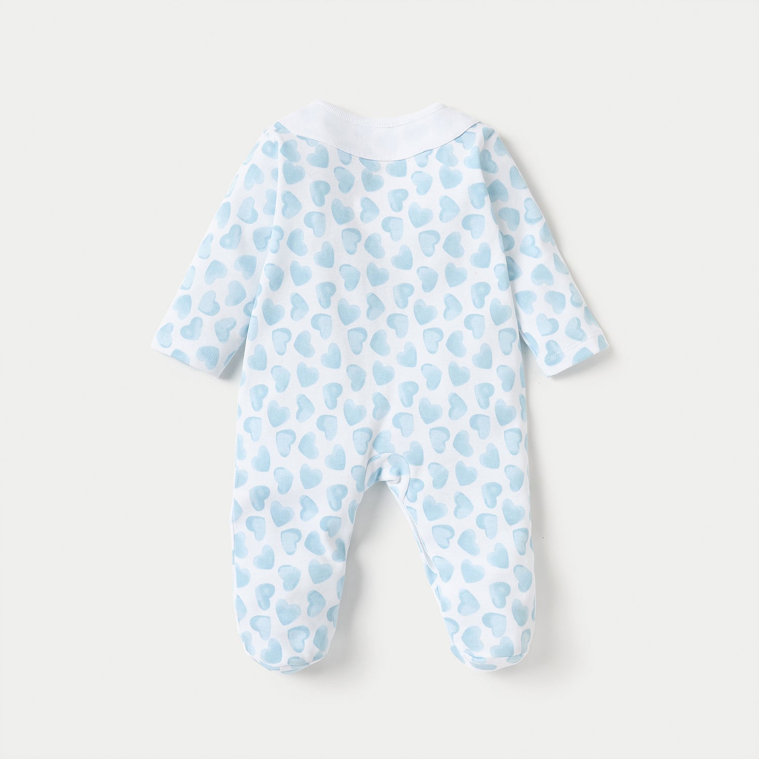 Juniors Heart Print Closed Feet Sleepsuit with Long Sleeves and Button Closure