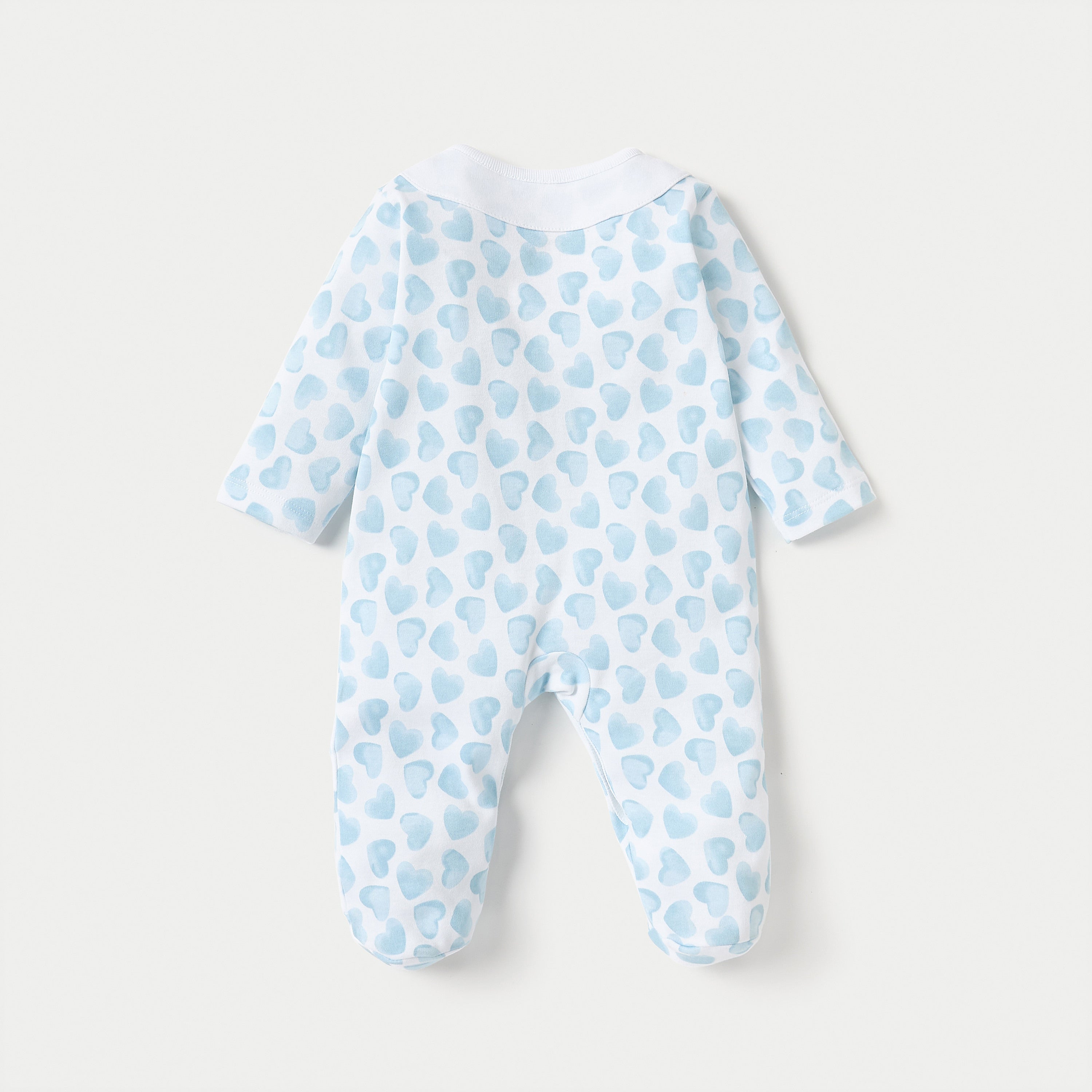 Juniors Heart Print Closed Feet Sleepsuit with Long Sleeves and Button Closure
