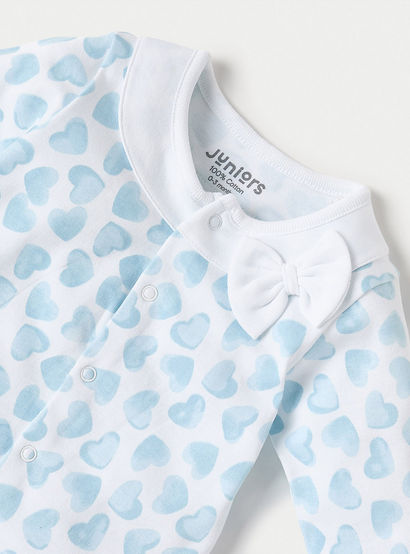 Juniors Heart Print Closed Feet Sleepsuit with Long Sleeves and Button Closure-baby-girls-clothing-nightwear-sleepsuits-image-3