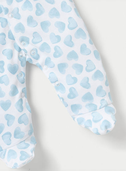 Juniors Heart Print Closed Feet Sleepsuit with Long Sleeves and Button Closure-baby-girls-clothing-nightwear-sleepsuits-image-4