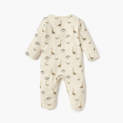 Juniors Dino Print Closed Feet Sleepsuit with Button Closure