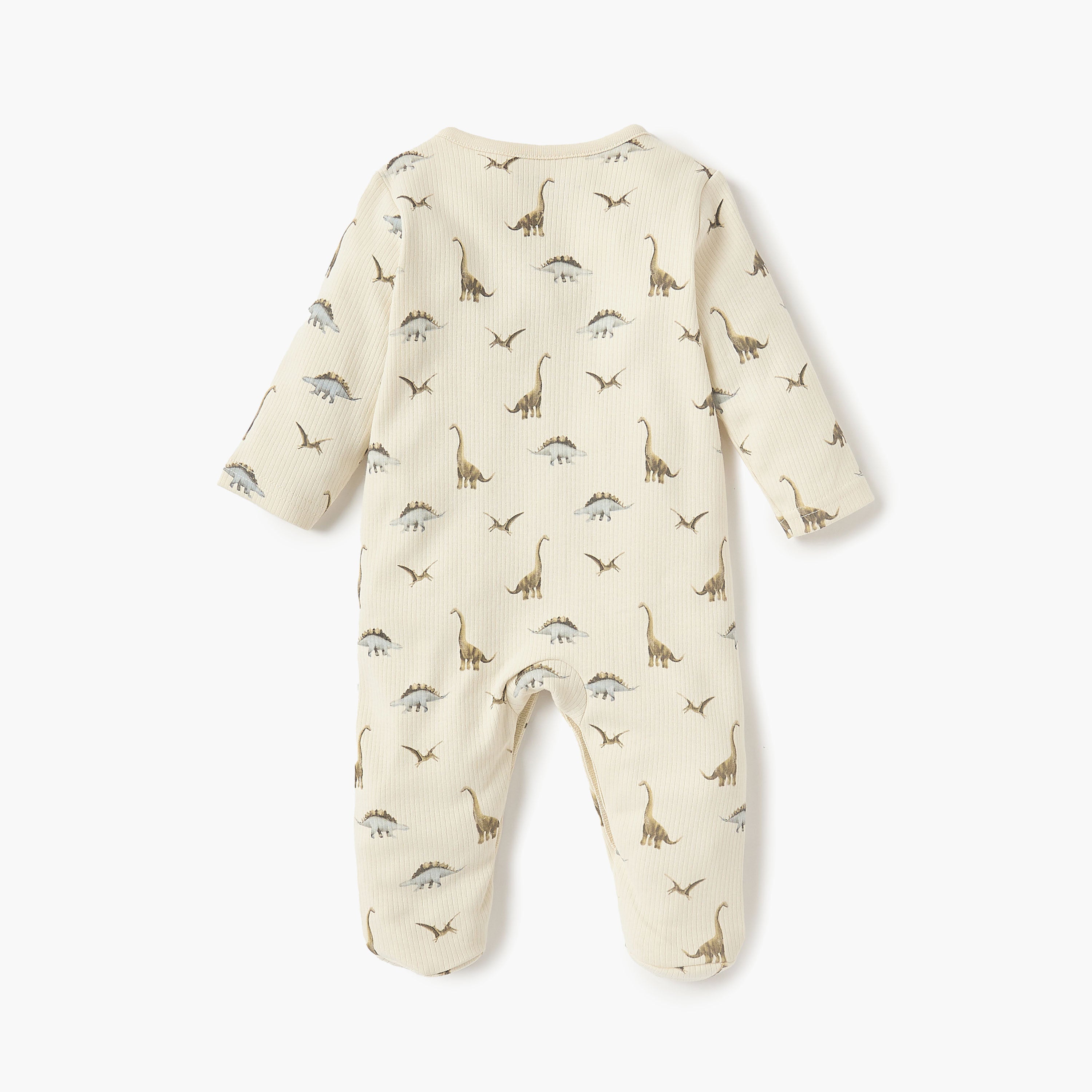 Juniors Dino Print Closed Feet Sleepsuit with Button Closure