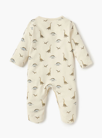 Juniors Dino Print Closed Feet Sleepsuit with Button Closure-baby-boys-clothing-nightwear-sleepsuits-image-2
