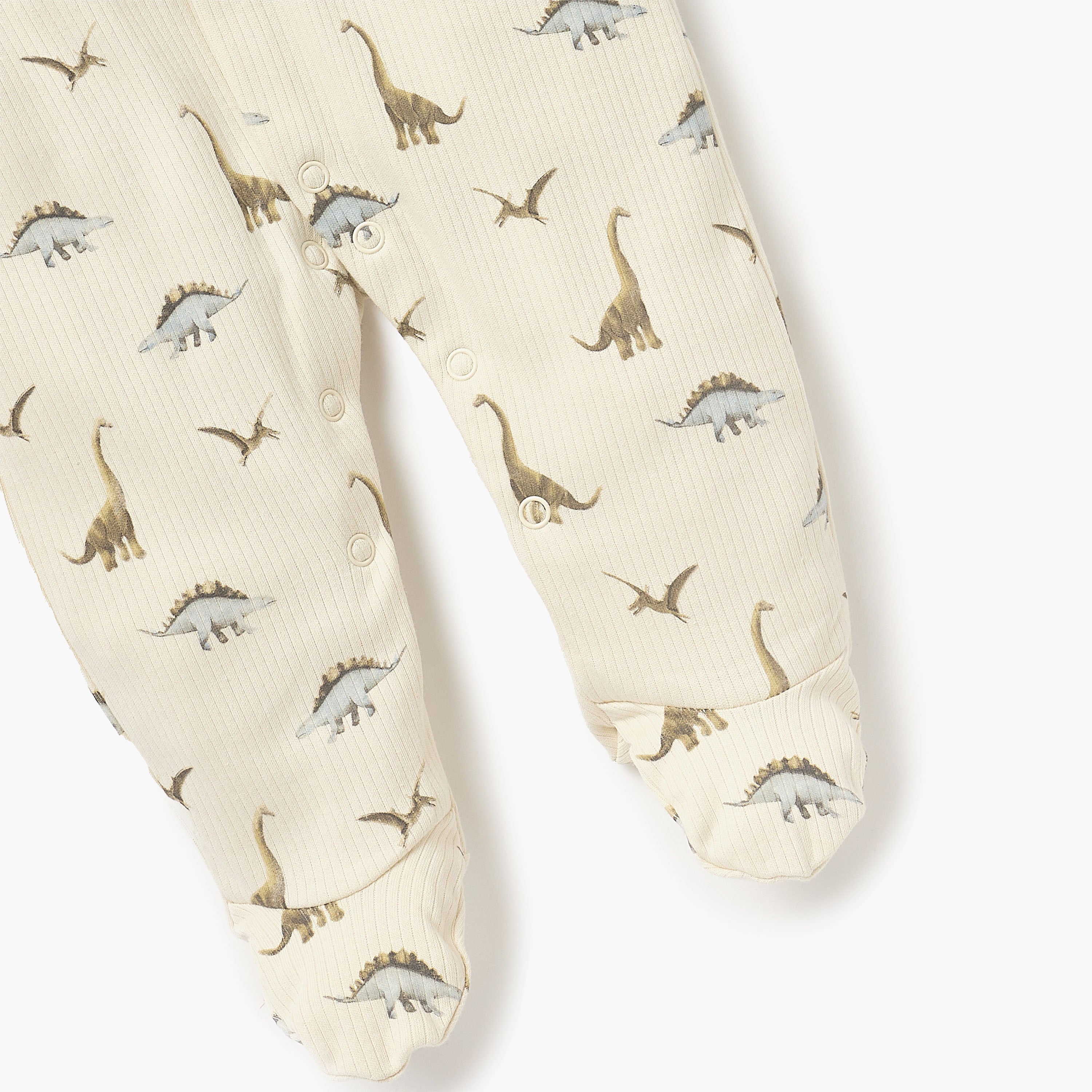 Juniors Dino Print Closed Feet Sleepsuit with Button Closure