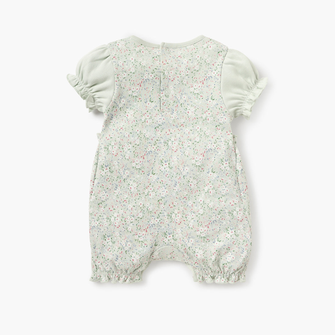 Juniors Floral Print Romper with Round Neck and Short Sleeves