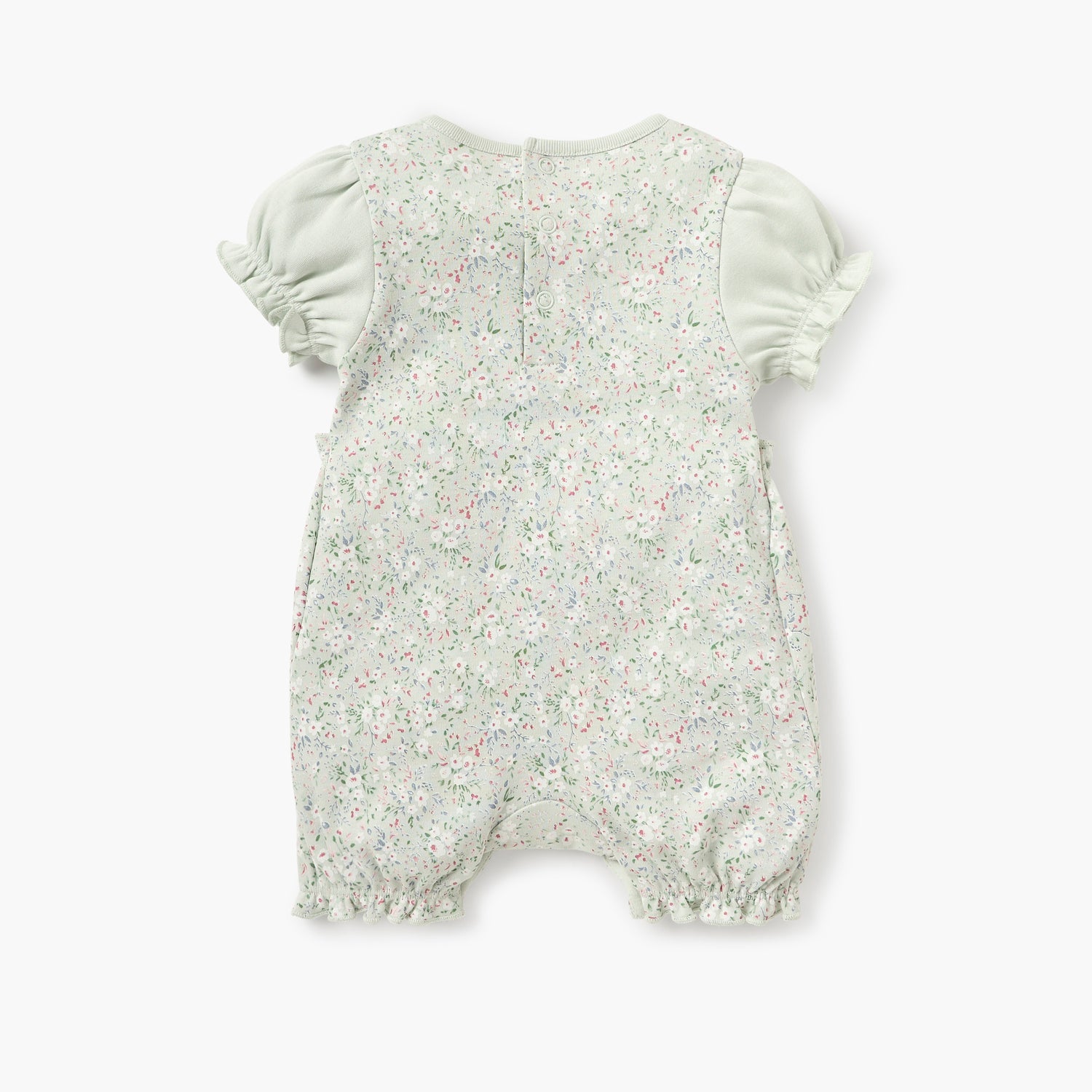 Juniors Floral Print Romper with Round Neck and Short Sleeves
