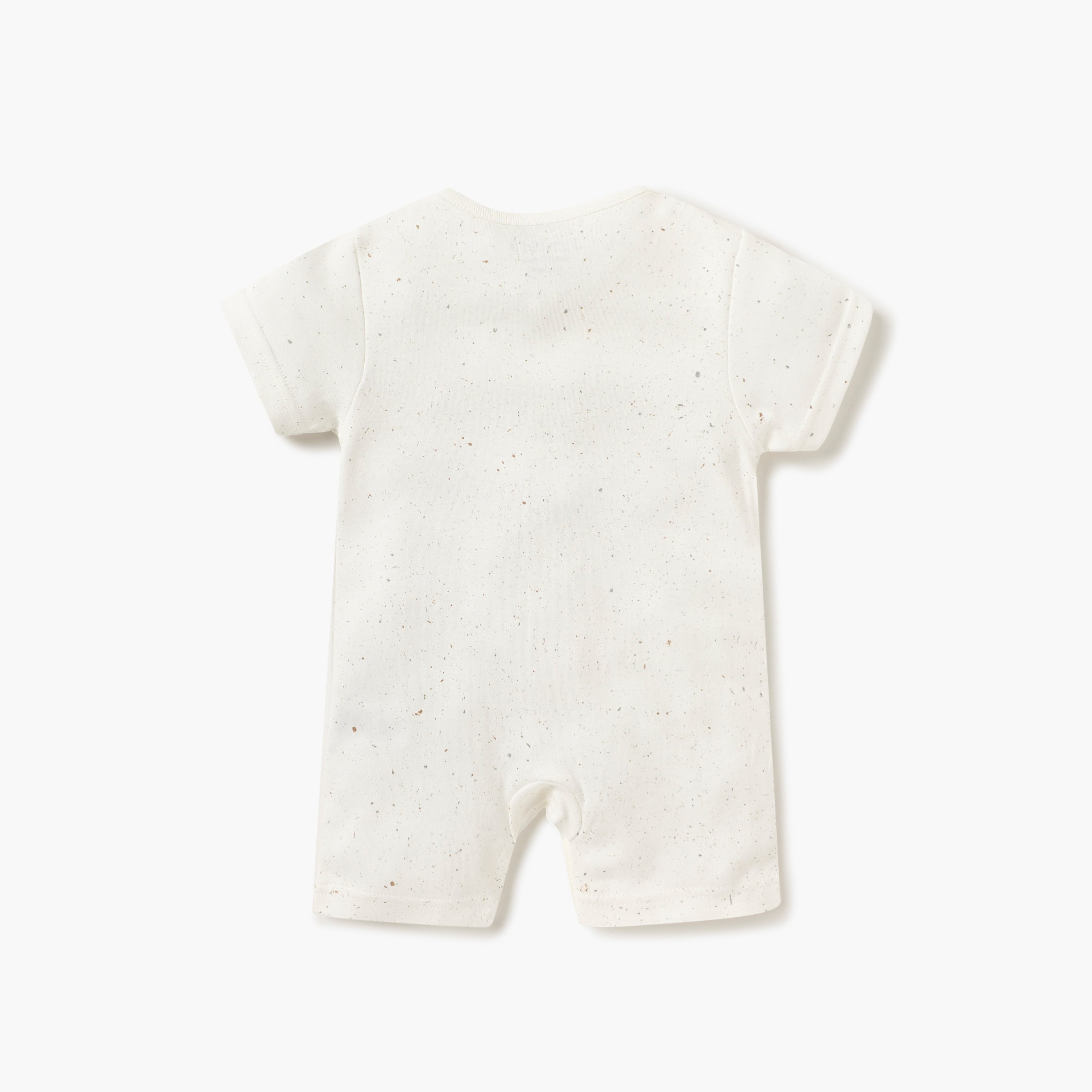 Juniors Giraffe Print Romper with Round Neck and Short Sleeves