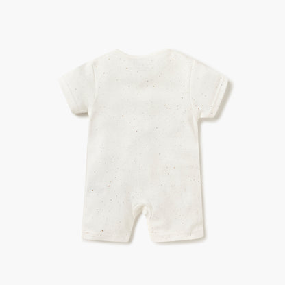 Juniors Giraffe Print Romper with Round Neck and Short Sleeves