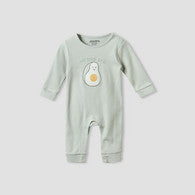 Juniors Cotton Round Neck Long Sleeves Sleepsuit with Avocado Applique-undefined-image-1