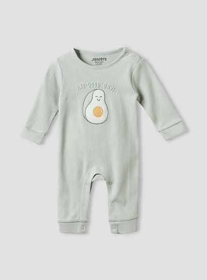 Juniors Cotton Round Neck Long Sleeves Sleepsuit with Avocado Applique-baby-boys-clothing-nightwear-sleepsuits-image-1
