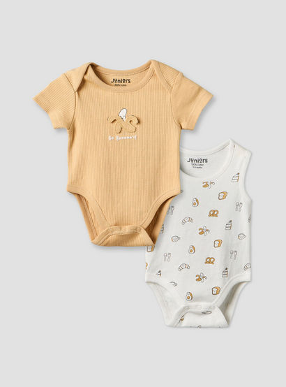 Pack of 2 Juniors Round Neck Bodysuit with Food Print-baby-boys-clothing-bodysuits-image-1